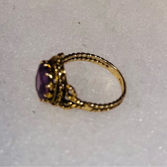 Gold Ring Purple Gemstone 14K Sz 7 - Picture 6 of 8
